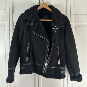 Zara Suede & Sherling Moto Jacket